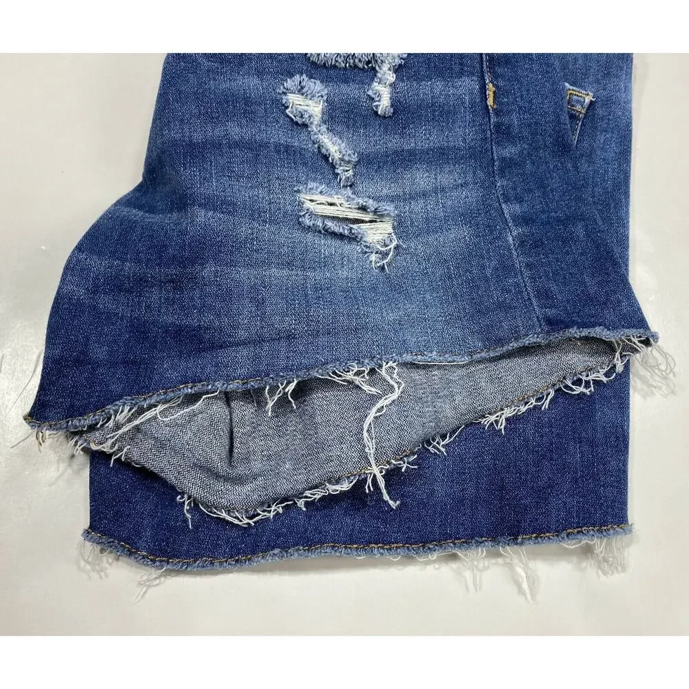 American Eagle Shorts 4 Hi-Rise Shortie Denim Jean Holes Raw Hems Distressed